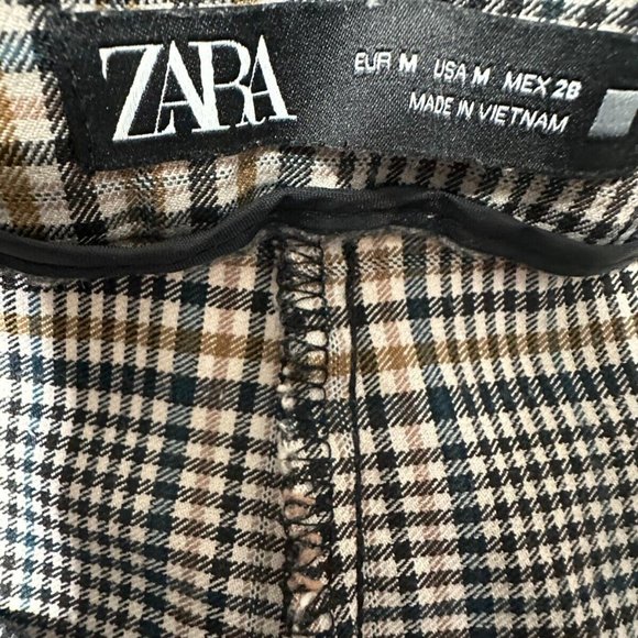 Zara stretch pockets plaid‎ Ankle  pant Women Size M - Picture 5 of 7